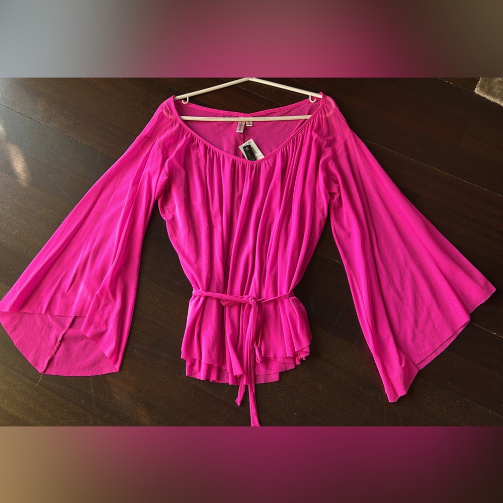 Hot pink sheer top / coverup